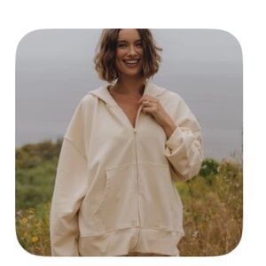 Daily Drills Oversized Zipped Hoodie - Sand xs/s